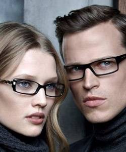 Eye doctor, woman with Bobbi Brown designer frame in West Lebanon, NH